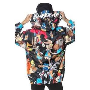 Members Only Looney Tunes Space Jam Zip Up Windbreaker Jacket Men Size M‎ Multi